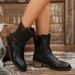 Plus Size Fashion Boots For Women Chunky Heel Pointed Toe Mid-Calf Autumn Export Ankle Boots_vogvips.com
