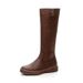 Genuine Leather Martin For Women, Over-the-Knee Slimming Riding Thick Sole, Fleece-Lined, Autumn And Winter Long Boots,_vogvips.com