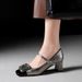 2988-K83 Square-Toed Mary Jane Party Shoes For Women, European And American Style, Shallow Mouth, Color Block, Metal_vogvips.com