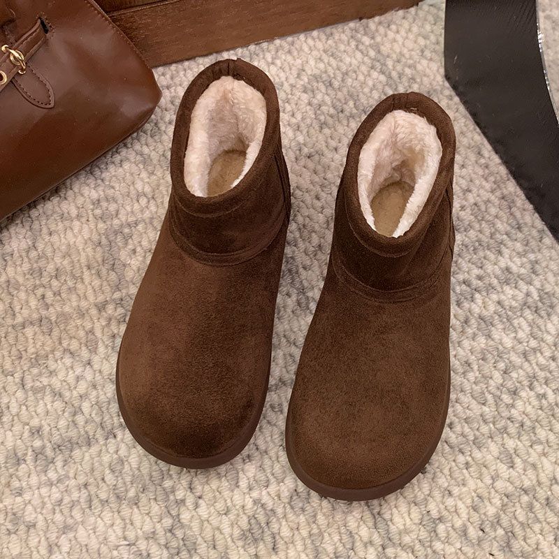 Snow Boots Women's Fur Integrated Fleece Thickened Bread Shoes Warm Cotton Shoes Women_vogvips.com