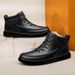 Medium Top Leather Shoes Men's Velvet Warm Cotton Shoes Tooling Boots Men's Thick-soled Wear-resistant Work Leather Boots_vogvips.com