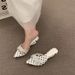 Korean Style Rhinestone Pointed-toe Stiletto Thong Sandals - New Women's Fashionable, Versatile, And Comfortable Outdoor Slides_vogvips.com