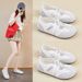 Little White Shoes Female Student Hollow Mesh Breathable Flat Bottom Casual Board Shoes_vogvips.com