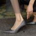 Bridal For Women 2022 New Pointed Toe Stiletto Party Sequin High Wedding Dress Bridesmaid Bride Shoes Low Heels_vogvips.com