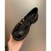 Platform Loafers Women's Leather French Single Shoes One-pedal Women's Shoes Small Leather Shoes_vogvips.com