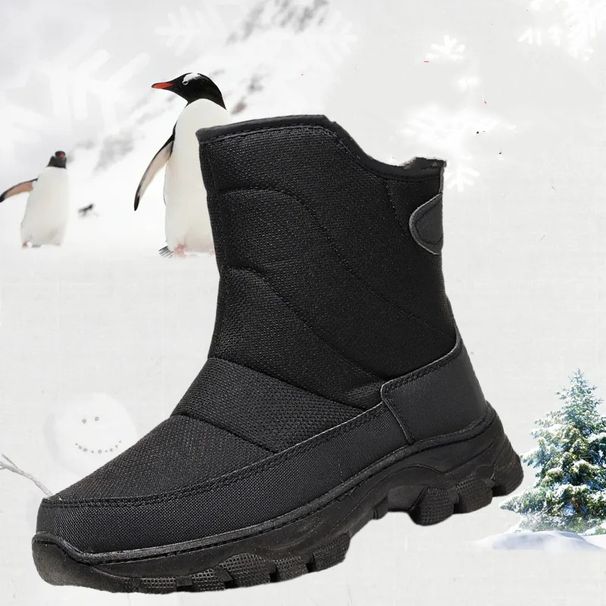 2025 Outdoor Winter Black Comfortable Snow Boots, ,Men's Camouflage Printed Winter Mid-top Fleece Thickened Cotton Shoes, Anti-slip Boots_vogvips.com