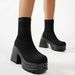 Women's Platform Elastic Sock Boots Plus Size Chunky Heel Flyknit Martin Boots New Autumn Style High Heel_vogvips.com