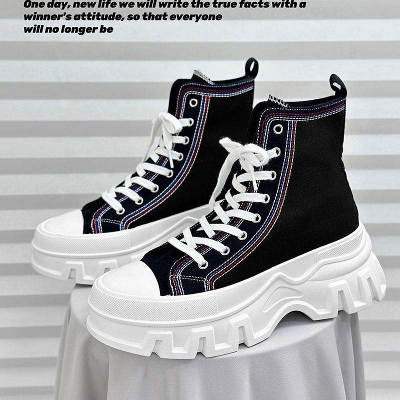 Men's Shoes Thick Soled Men's Shoes With Closed Toe Canvas Casual Sports High Top College Series Large Size Women's Shoes_vogvips.com