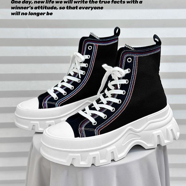 Men's Shoes Thick Soled Men's Shoes With Closed Toe Canvas Casual Sports High Top College Series Large Size Women's Shoes_vogvips.com