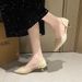 French-style Elegant Pointed-toe Low-heel Women, New Model To Match Skirts, Fairy Yellow Closed-toe Sandals For Women In_vogvips.com