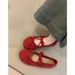 Chuyuji Women's French Retro Mary Jane Ballet Flats With Bow And Shallow Toe_vogvips.com