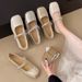 Ballet Feng Shui Diamond Single Shoes Women's Shallow Mouth One-word Buckle Mary Jane Shoes With Skirt Soft Sole Evening Shoes_vogvips.com