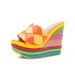 Women's Shoes New Style Wedge Heel Rainbow Slippers Outdoor High Heel Women's Sandals Large Size Slippers Women_vogvips.com