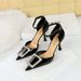 8323-K28 Style Banquet High Heels, Shallow Mouth, Pointed One Word With Metal Diamond Buckle Hollow Sandals For Women_vogvips.com