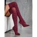 Women's Fashion Stretch Mesh Pointed Toe Stiletto Knee High Boots - Breathable Retro Disco Party Nightclub Boots With Rhinestone Details_vogvips.com