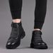 Thick-fur-lined Warm Men's Leather Slip-on Boots With Anti-slip And Wear-resistant Properties, Casual Shoes, Wool Insulation For Warmth._vogvips.com
