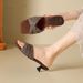 Summerclassy Brown Woven Square Toe Sandals For Women Retro Gentle Style With Skirt Easiest For Matchelegant Cool_vogvips.com