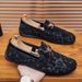 Bean Shoes 2025 Spring New Style Men's British Floral Lazy Loafers_vogvips.com