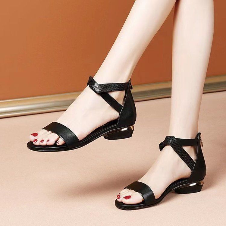 Women's Bag, Heel Sandals, Women's Outer Wear, Fashionable Flat Bottom, One-word Belt, Roman Shoes._vogvips.com