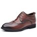 Business leather shoes men's real leather shoes Brock carved commuter formal men's shoe top layer cowhide_vogvips.com