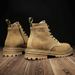 Autumn And Winter Leather Martin Boots Men's High-top British Retro Tooling Boots Thick-soled Heightening Matte Leather Short Boots Rhubarb Boots_vogvips.com