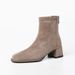 Khaki Chunky Heel High-heeled Ankle Boots For Women, 2025 Autumn And Winter New Style Single Boots, Warm_vogvips.com