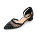 Chunky Heel Fairy Daily 2023 Summer New Pointed Toe Breathable Mid-Heel Sandals Mesh Women's Shoes_vogvips.com