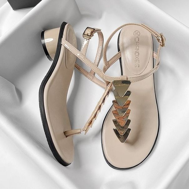 Chunky-heeled Roman Sandals, New Summer 2026 Model, Fairy-style Design, Niche Thong High-heeled Simple Sandals_vogvips.com