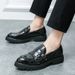 2023 New Large Size Double Pin Buckle Loafers For Men Patent Leather Glossy Thick Heel Platform Height Increasing_vogvips.com