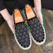 European Station Fashion Men's Shoes New Leather Casual Loafer Shoes Trendy Rivet Crystal Diamond Men's Shoes With Low Top Casual Shoes_vogvips.com