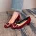 Wide High-heeled With Chunky Mid-heel, Patent Leather Square Buckle, Elegant Shallow Cut, Solid Color, Suitable For Wide_vogvips.com
