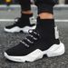 Cross-Border High-Top Sneakers Lightweight Thick-Soled Large Size Men Black Breathable New Summer Flat Heel Sports_vogvips.com