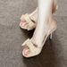 Nude Color Thin Heel Round Open Toe Bow Sandals For Women 2025 New Gentle Not Tiring Feet Sexy Backless High Heels_vogvips.com