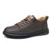 Euro Step Men's Korean Style Low-top Lace-up Sneakers Cowhide All-season Trendy Casual Leather Shoes_vogvips.com