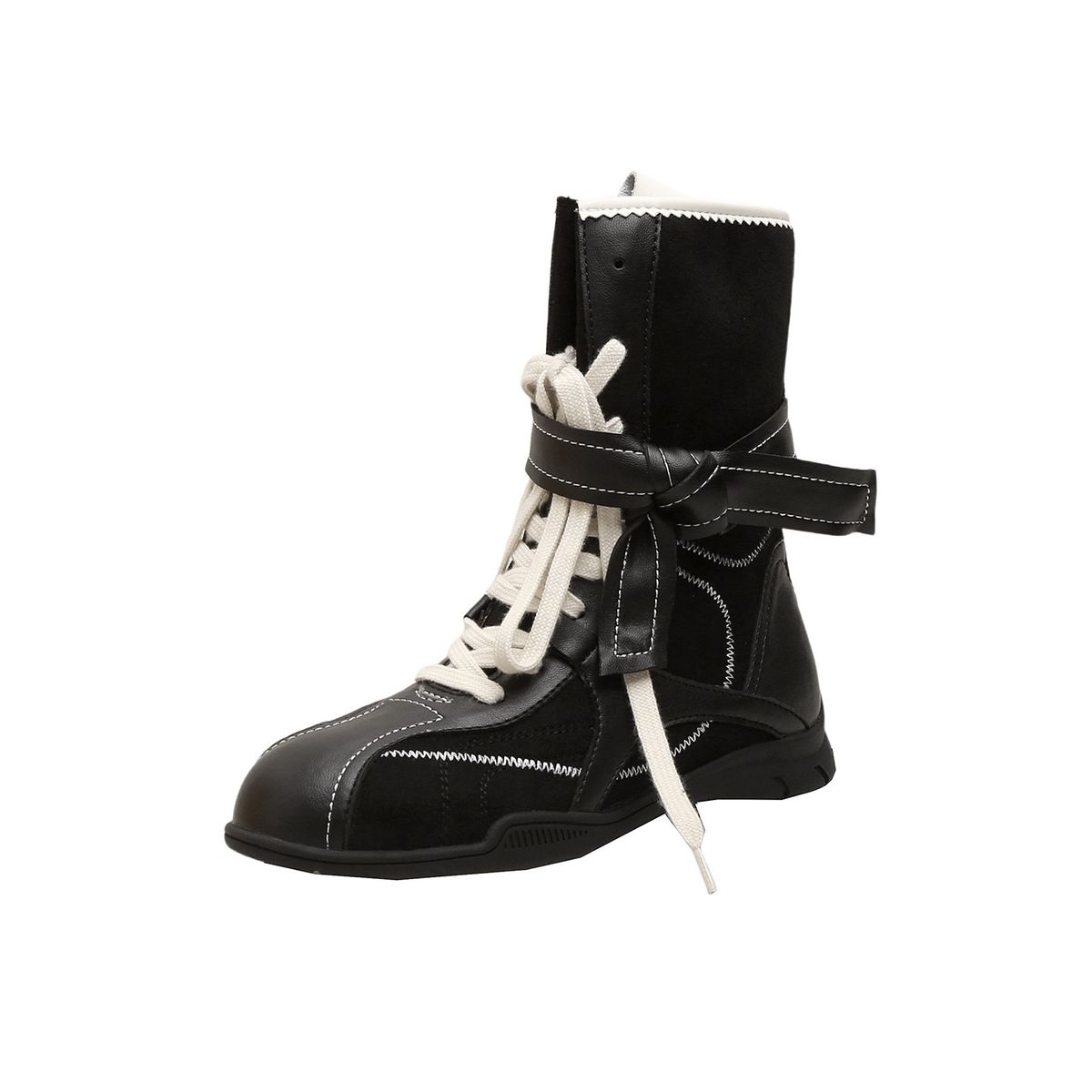 DesignerAutumn And Winter New Style,fashionable Retro Color Block,versatile Strap,side Zipper,hunting-style,disciplined,high-top,Martin Boot For Women_vogvips.com