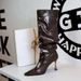 Women's Tall Boots, Pleated Stack Boots, Fine Heel High Heel Iron Toe Fashion Boots, Wide Calf High Calf Boots, Riding Boots_vogvips.com