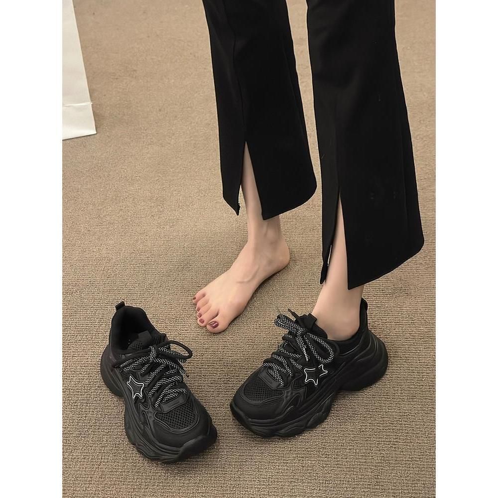 Women's 2025 New Summer Collection, Breathable Black Thick Soled Versatile Casual Sports For Summer, Women's Singl_vogvips.com