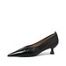 Cameido Women's Black Leather Pointed Toe Low Heel High Heels 4.5Cm Rubber Sole_vogvips.com