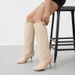 Wide-Calf Knee-High Suede Boots For Women - Stretchy US Plus Size Fashion Boots With Square Toe & Breathable Mesh Lining (Black/Tan/Beige)_vogvips.com