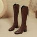 High Heel Long Boots For Women 2025 New Autumn Winter Slimming Over-the-Knee Boots Thick Heel Brown V-Cut Square Toe High Boots_vogvips.com