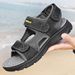 Ultra Light Genuine Leather Beach Sandals, Handmade Oversized Anti Slip Summer Men's Sandals_vogvips.com