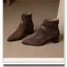 Booties Women Fall Winter Spliced Scrub Soft Sole Comfort Pointed Toe Kitten Block Heel Fashion Boots 251105_vogvips.com