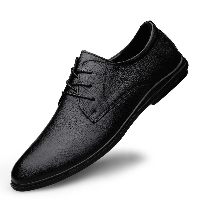 Men's Embossed Plaid Casual Dress Leather Shoes Low-top Shoes Soft Sole Round Head Casual Men's Shoes_vogvips.com