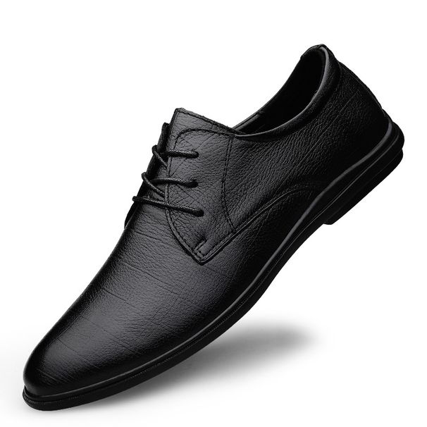 Men's Embossed Plaid Casual Dress Leather Shoes Low-top Shoes Soft Sole Round Head Casual Men's Shoes_vogvips.com