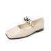 French Rhinestone Silver Square Head Light Mouth Single Shoes Women's Flat Bottom With Skirt Mary Jane Shoes_vogvips.com