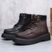 European Warm Series Light High-End Martin Men's Winter Fashion Trend Versatile Short Thick Sole Height-Increasing Work Boots High-Top_vogvips.com