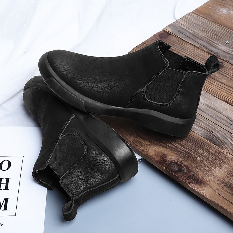 European Warm Series Martin Cowhide Work Leather Men's Shoes Fleece Lined Large Size Boots_vogvips.com