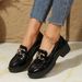 Cross-Border Foreign Trade Plus Size 2025 Small Leather Shoes Women British Style Slip-On Thick Sole Chunky Heel_vogvips.com