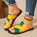 2026 New Fashionable Color-Block Versatile Toe-Loop Sandals For Women, Comfortable Casual Beach Non-Slip Slippers_vogvips.com