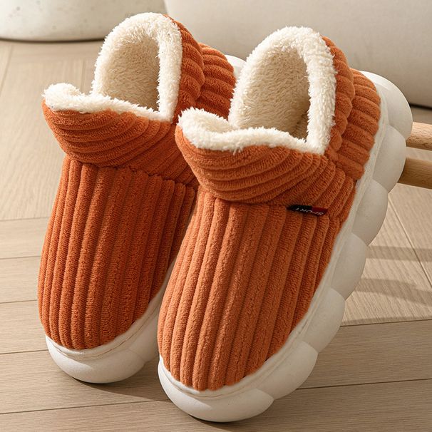 Autumn Winter Cotton Slippers For Women With Heel, Thick Soft Sole, Indoor Home Warm Maternity Shoes, Full Coverage_vogvips.com